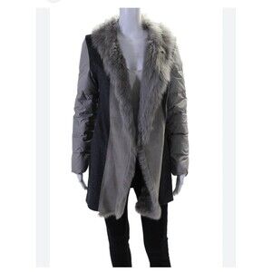 Fabiana Filippi Long Sleeve Fur Collared Knit  Jacket Gray. XXS. Retail $3500